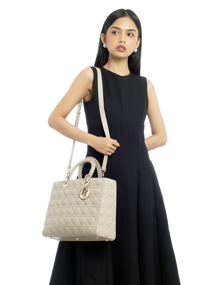 Lambskin Cannage Large Lady Dior Sable