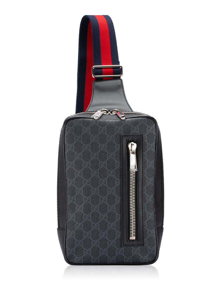 GG Supreme Web Sling Bag Black Grey