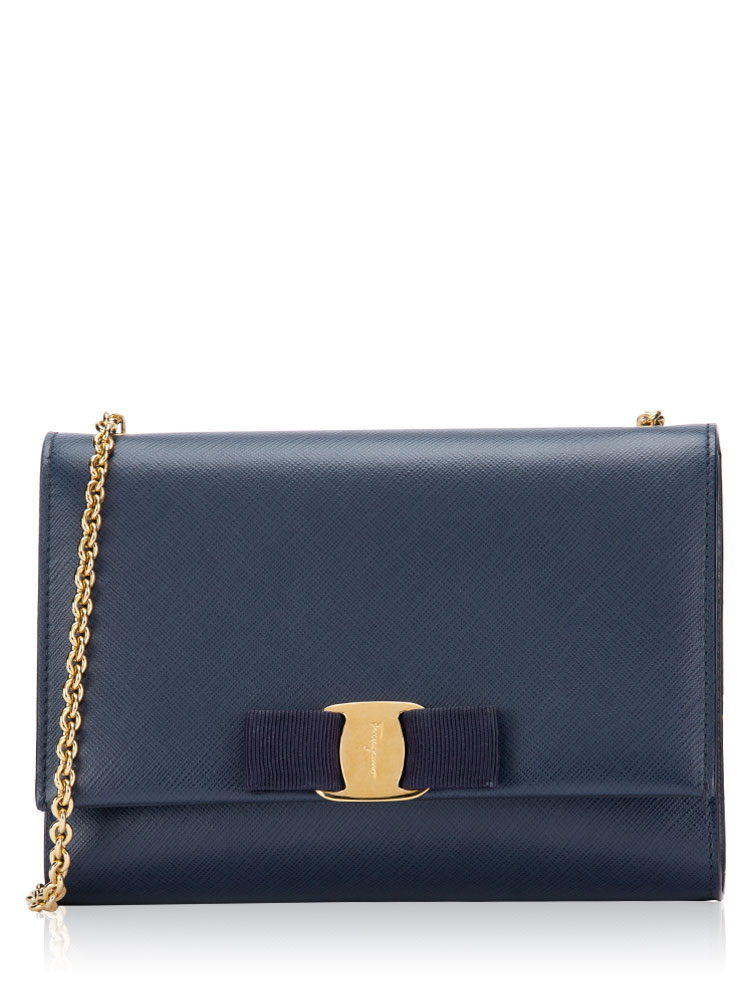 Calfskin Miss Vara Mini Chain Bag Oxford Blue