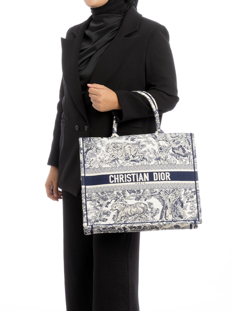 Toile De Jouy Large Book Tote Blue