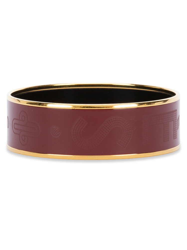 Vintage Metal Enamel Sellier GM Bangle Burgundy