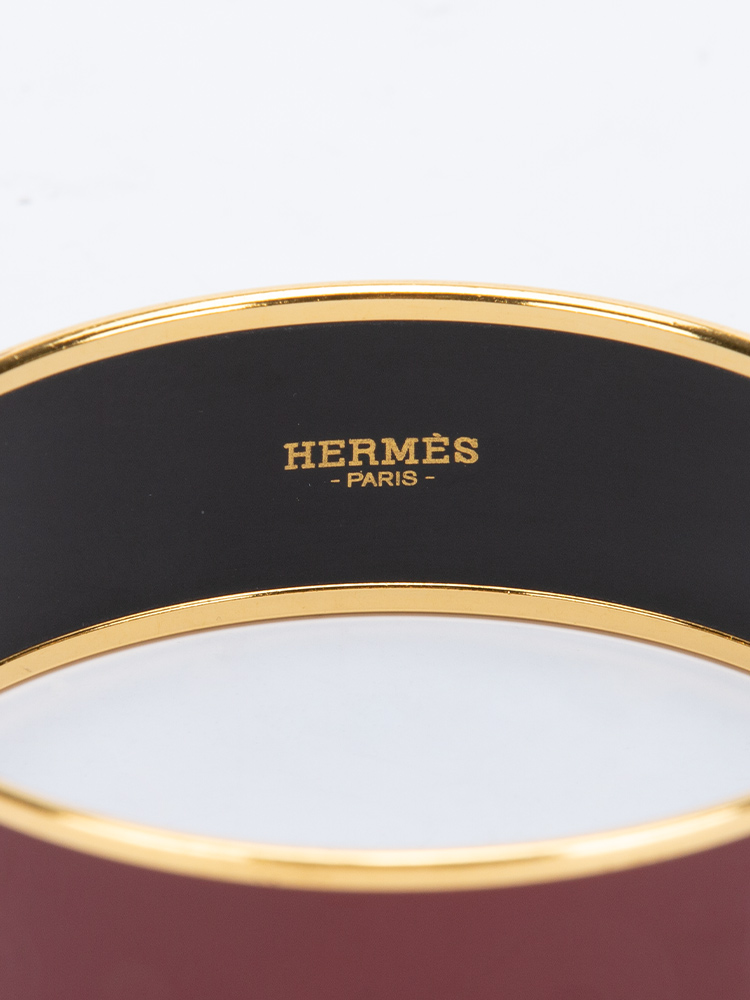 Vintage Metal Enamel Sellier GM Bangle Burgundy