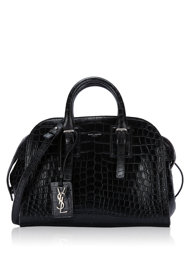 Croco Embossed Grenelle Small Handbag Black