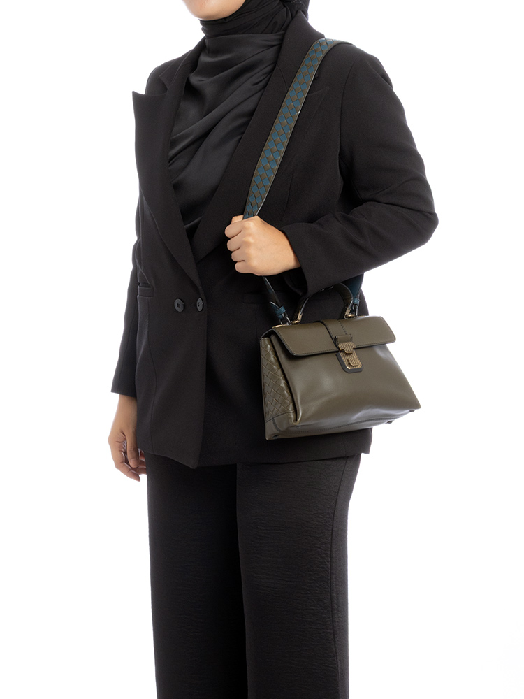 Nappa Piazza Small Top Handle Bag Olive