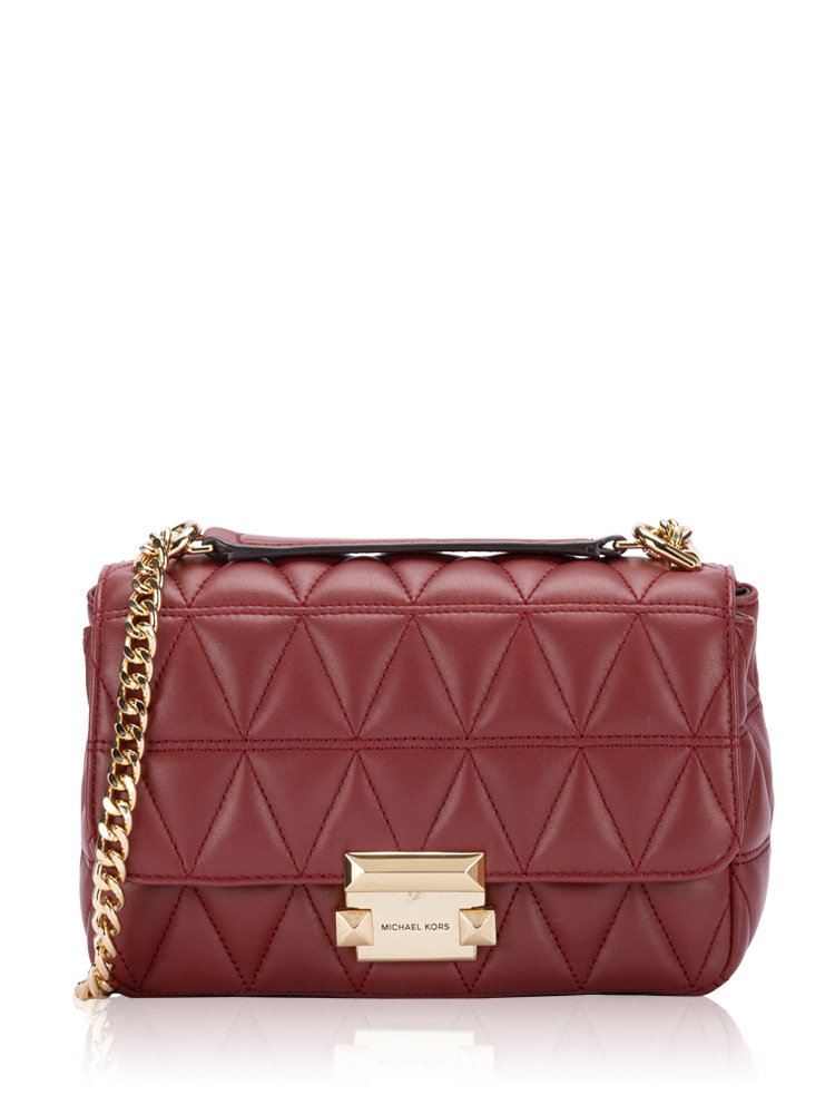 Sloan Quilted Leather Small Chain Shoulder Bag Brandy