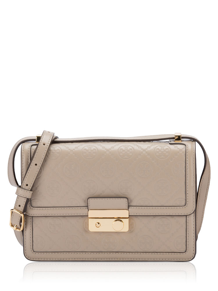 T Monogram Leather Shoulder Bag Fresh Clay