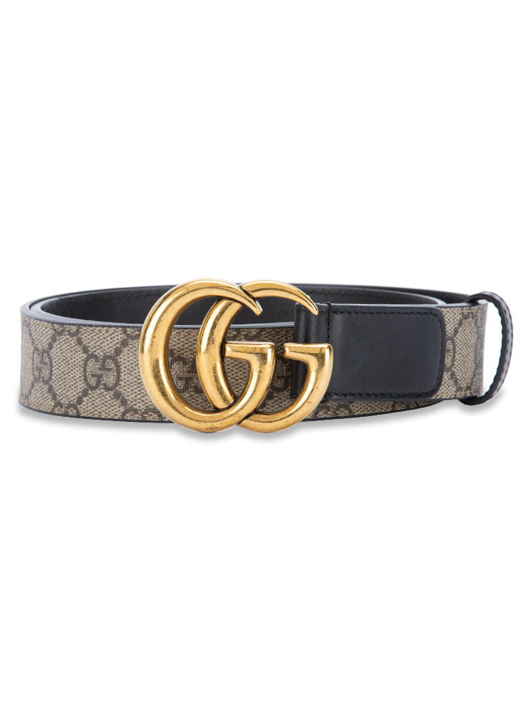 GG Supreme Marmont 30mm Belt Beige Black Sz 80