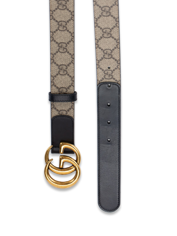 GG Supreme Marmont 30mm Belt Beige Black Sz 80