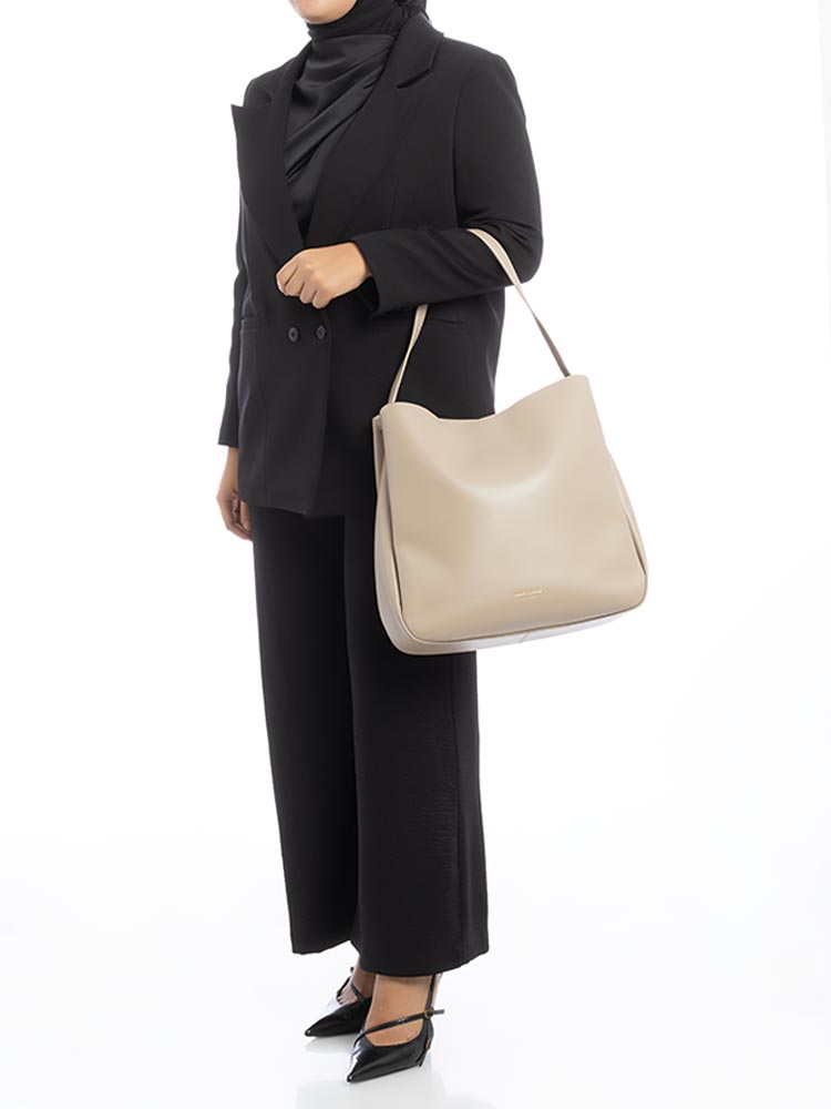 Grace Leather Large Hobo Timeless Taupe