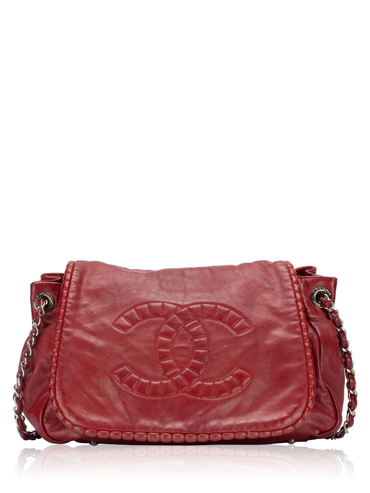 Calfskin On The Bund Accordion Flap Bag Red