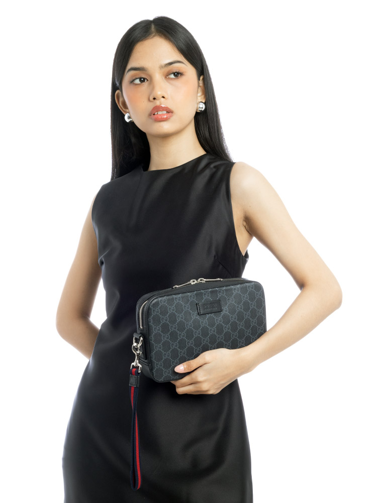 GG Supreme Web Wrist Pouch Black