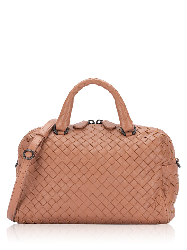 Nappa Intrecciato Convertible Boston Bag Antique Rose