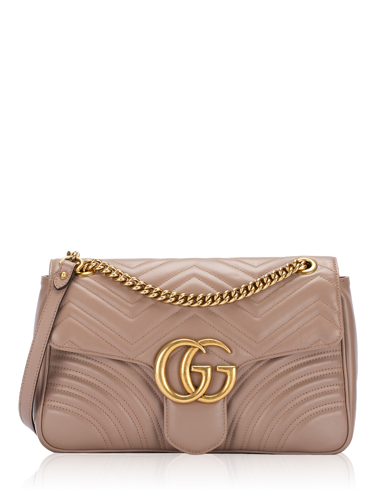Calfskin GG Marmont Matelasse Medium Shoulder Bag Porcelain Rose