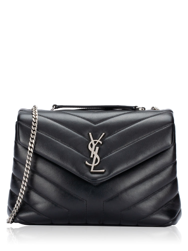 Calfskin Y Monogram Loulou Small Shoulder Bag Black