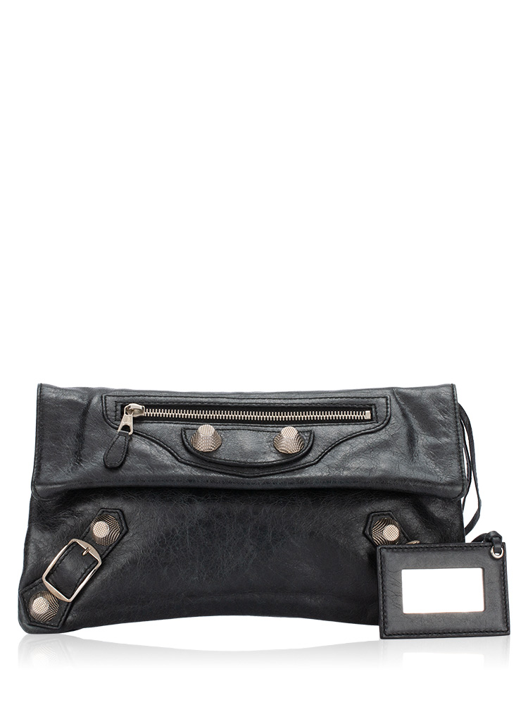 Giant Silver Envelope Clutch Nero