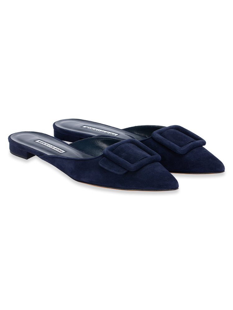 Suede Maysale Flats Navy Sz 40