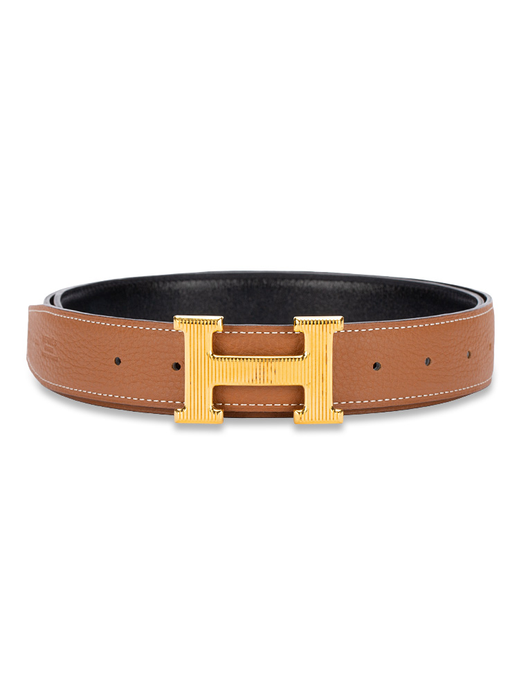Box Togo 32mm Striee H Belt Black Gold Sz 95