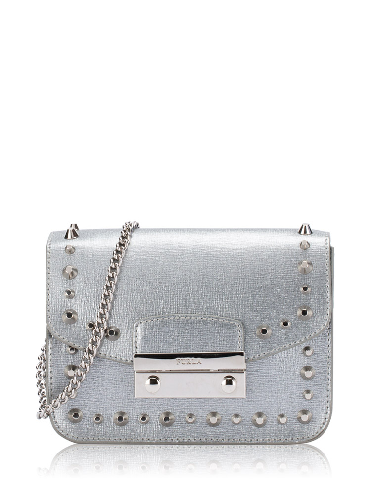 Metropolis Studded Mini Crossbody Silver