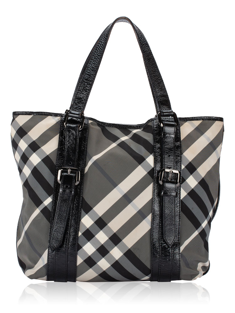Nylon Beat Check Victoria Medium Tote Black