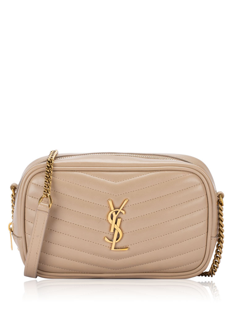 Calfskin Matelasse Monogram Lou Mini Camera Bag Dark Beige