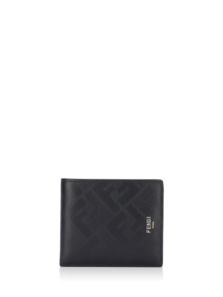 FF Calfskin Logo Shadow Bi-Fold Wallet Black Red