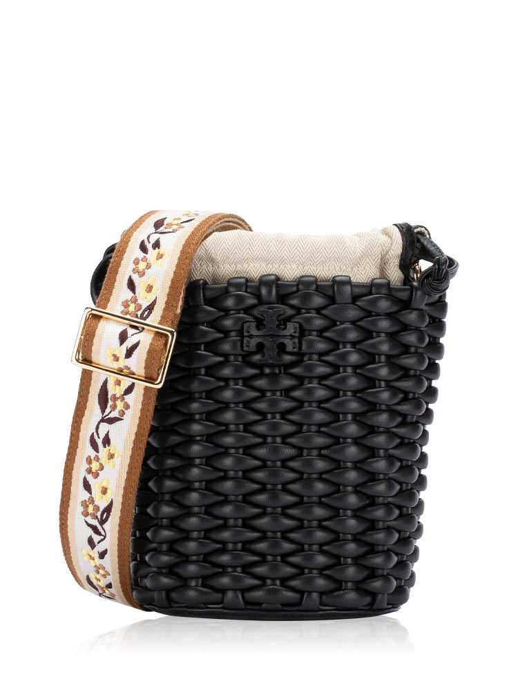 Emerson Woven Mini Bucket Bag Black
