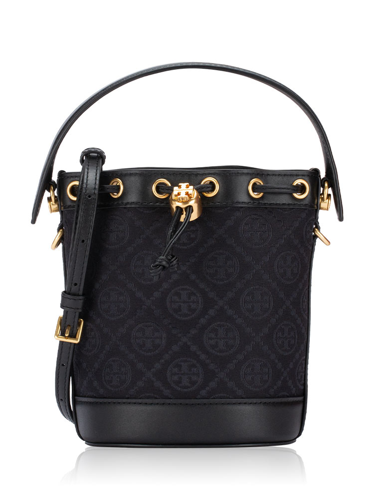 T Monogram Mini Bucket Bag Black
