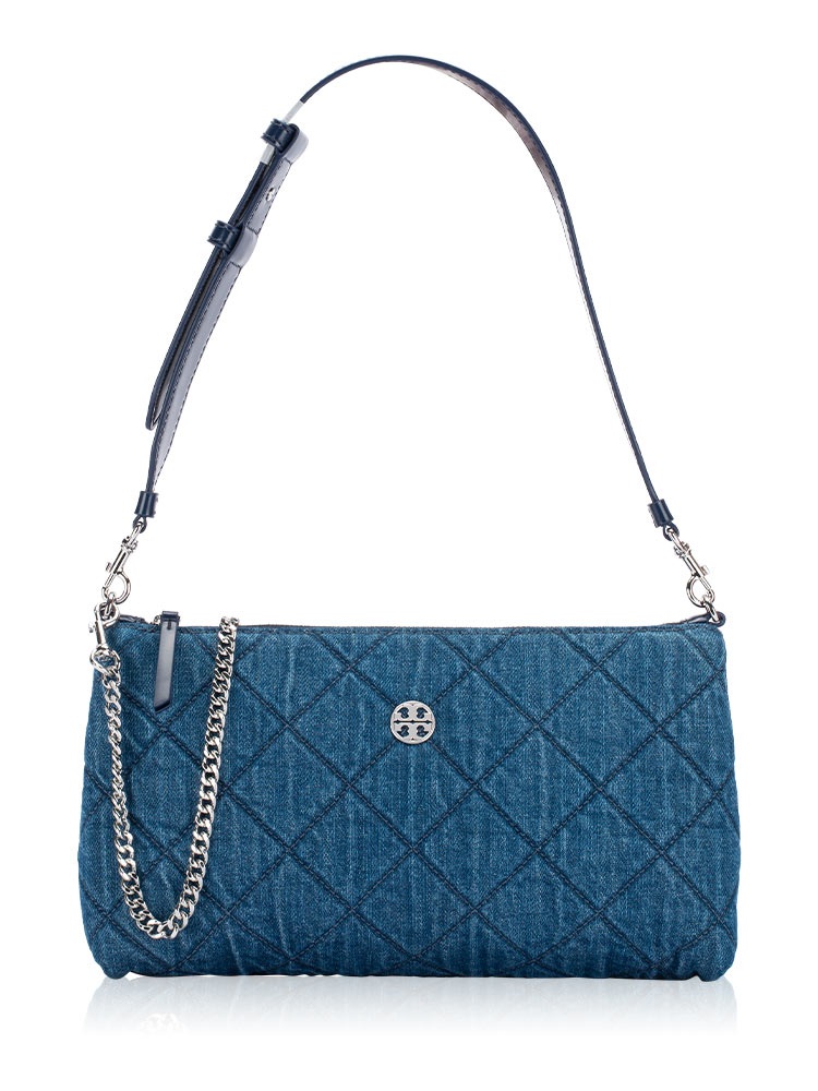 Willa Quilted Zip Shoulder Bag Denim