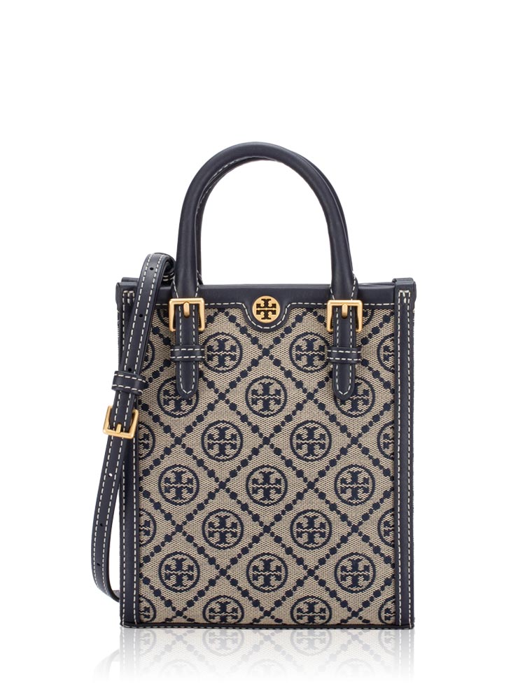 T Monogram Jacquard Mini Tote Tory Navy