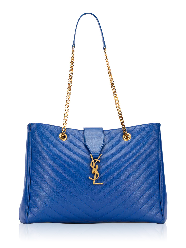 Grain De Poudre Matelasse Monogram Shopper Blue Majorelle