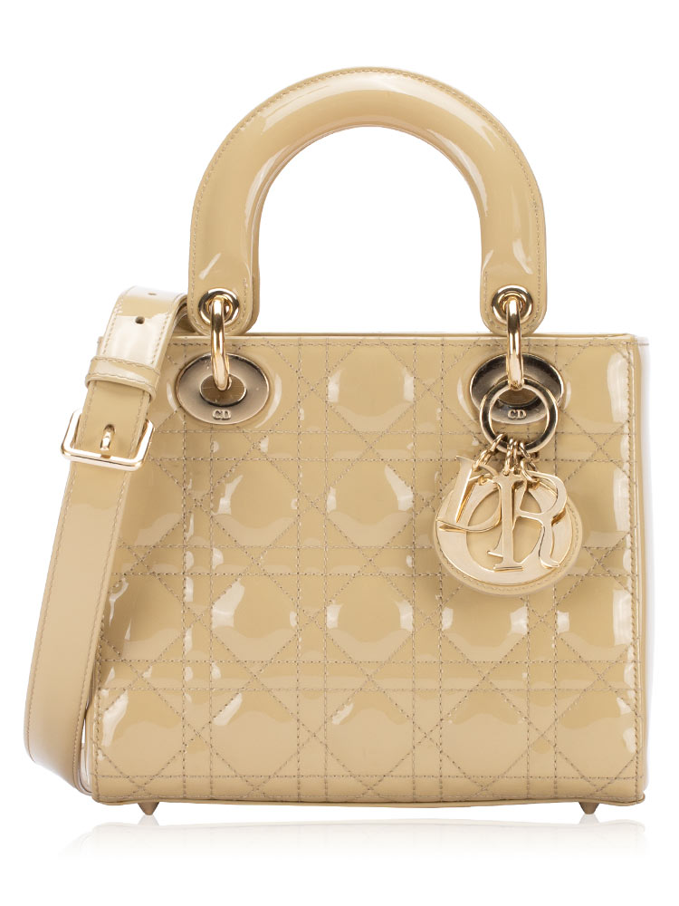 Patent Cannage Small Lady Dior Corda