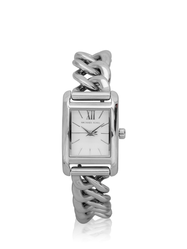 MKO9012 Petite Monroe Leather Watch Strap Set Silver