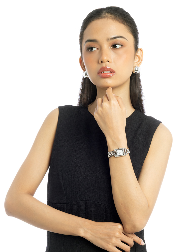 MKO9012 Petite Monroe Leather Watch Strap Set Silver