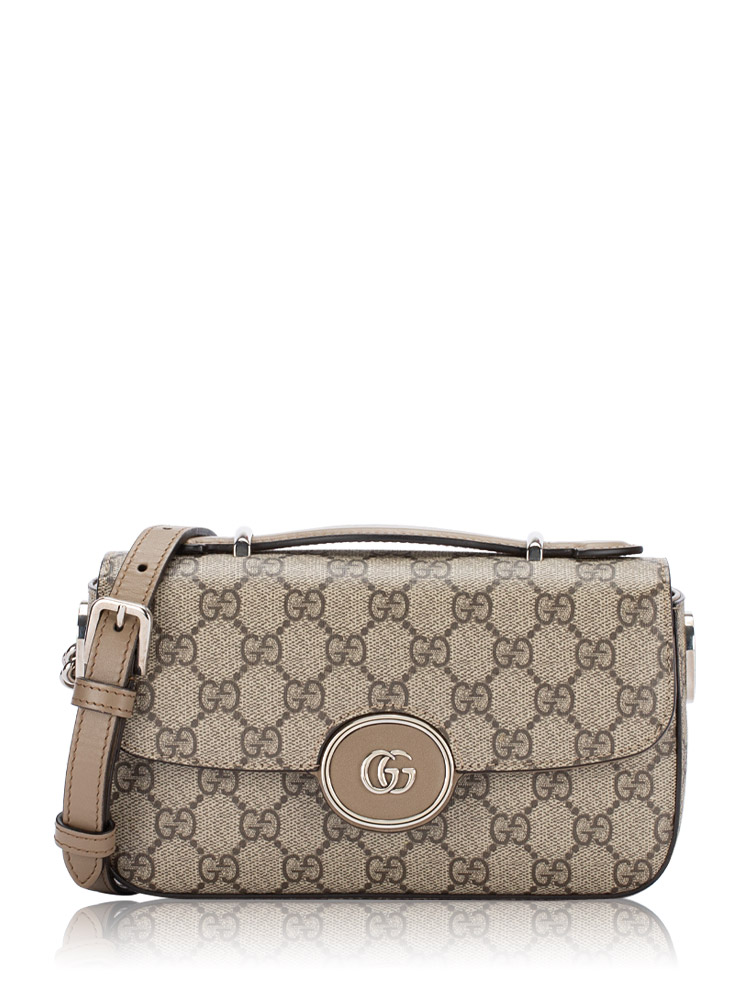 GG Supreme Petite GG Top Handle Shoulder Bag Beige Ebony