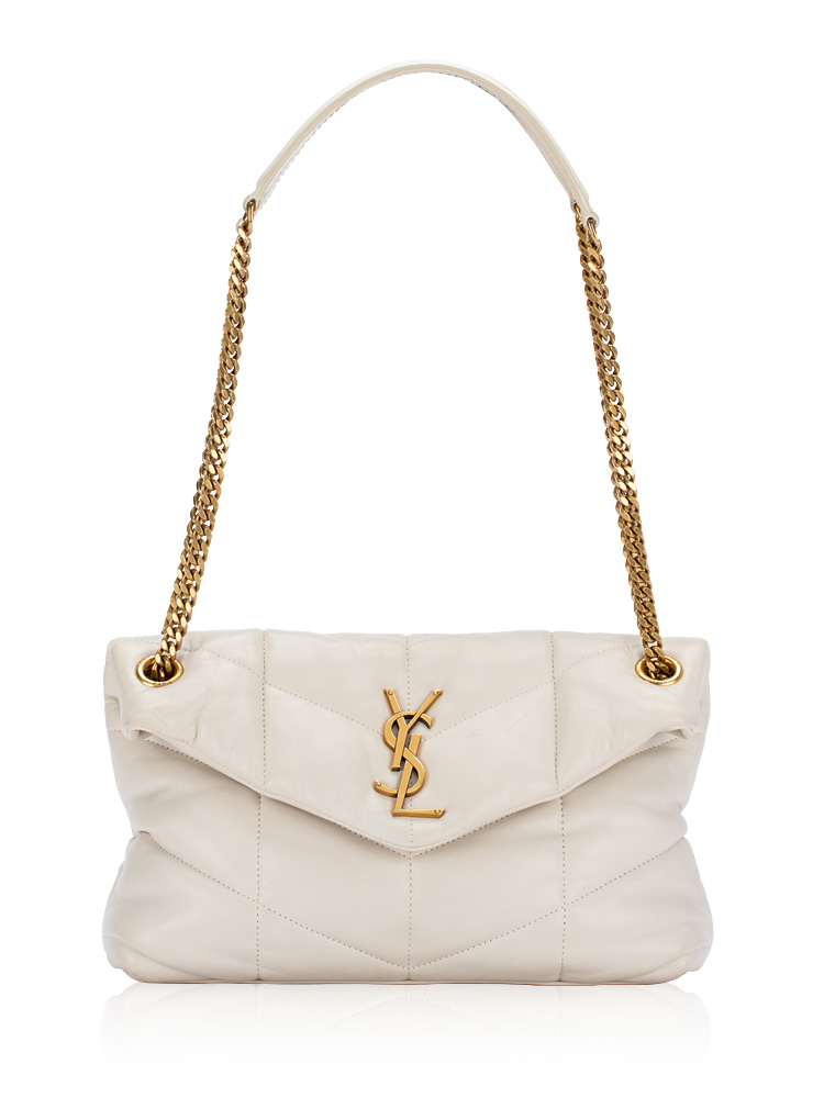Lambskin Monogram Loulou Puffer Small Shoulder Bag White