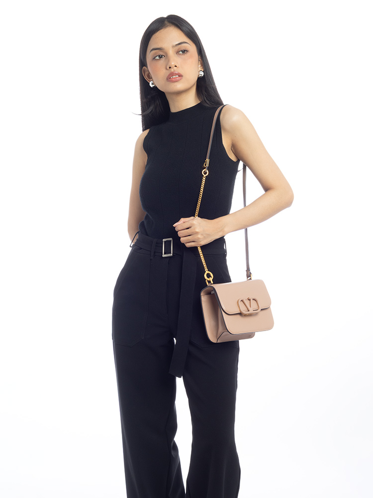 Smooth Calfskin VSling Small Shoulder Bag Poudre