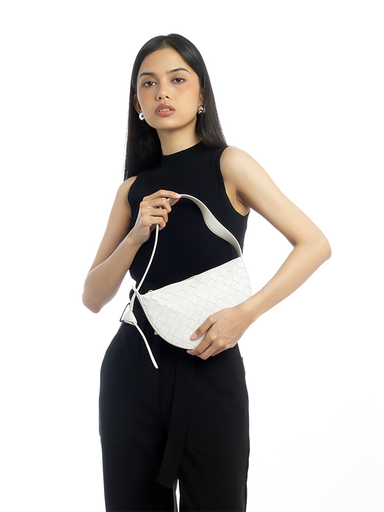 Nappa Intrecciato Sunrise Mini Shoulder Bag White