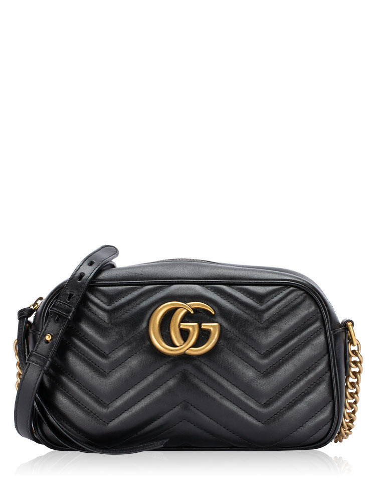 GG Marmont Matelasse Small Camera Bag Black
