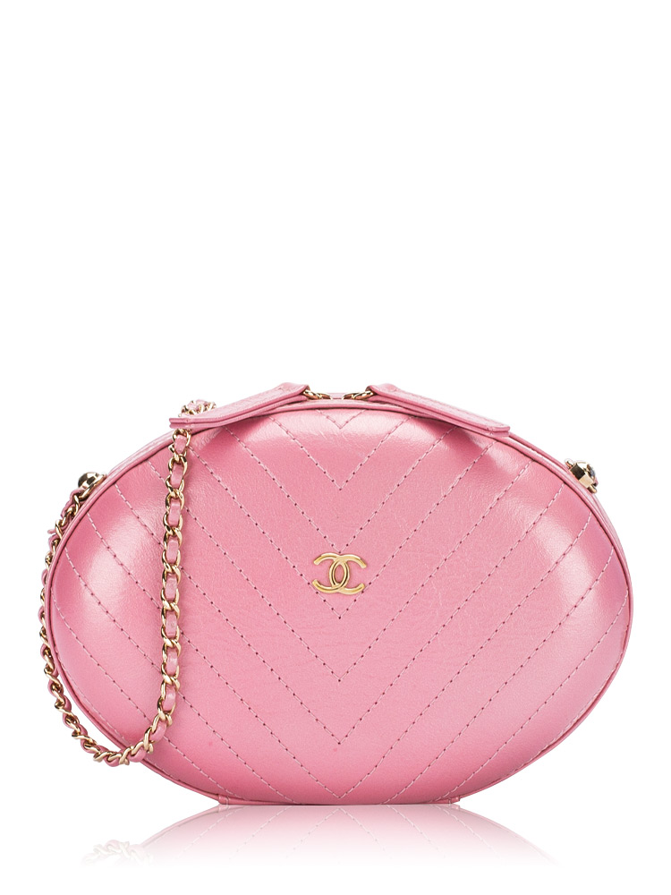 Metallic Lambskin Chevron Box Evening Bag Pink