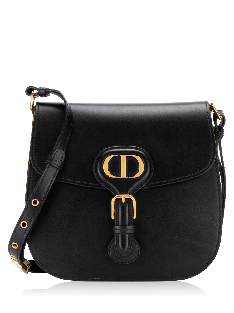 Box Calfskin Bobby Frame Medium Shoulder Bag Black