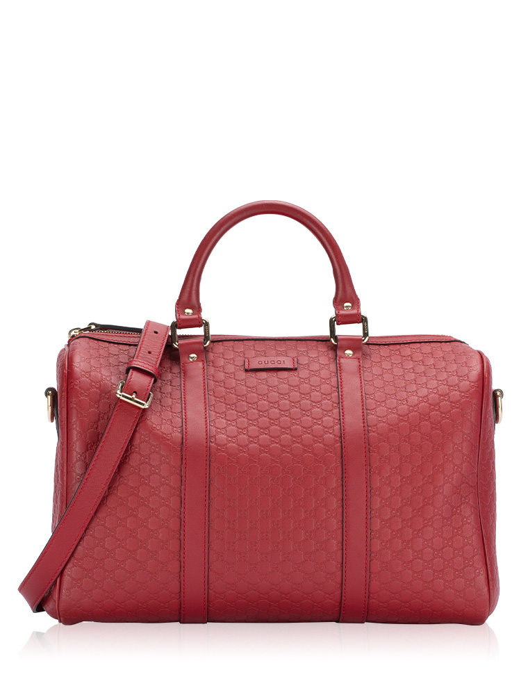 Microguccissima Medium Joy Boston Bag with Strap Red