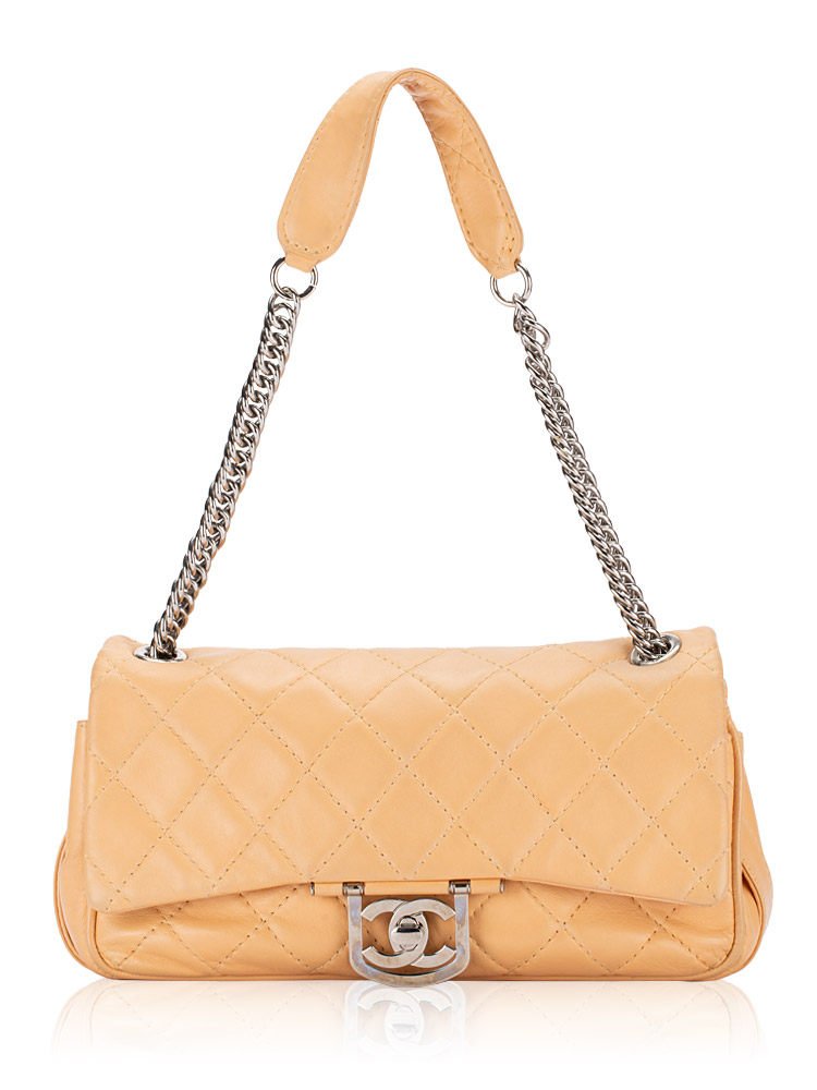 Lambskin Icons Secret Label Medium Flap Bag Beige