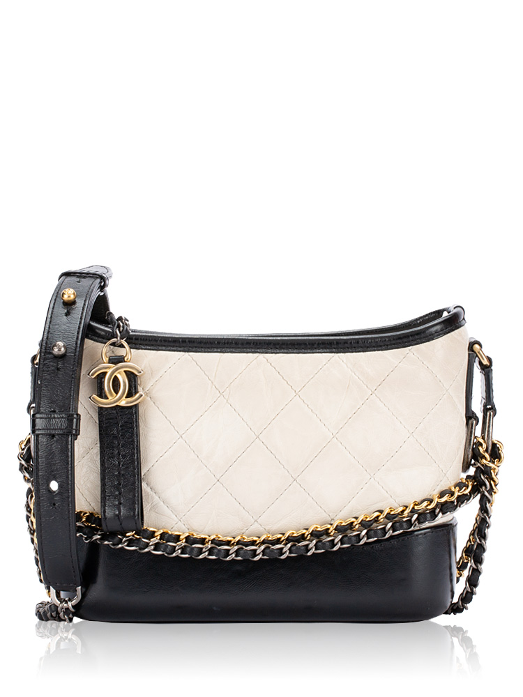 Aged Calfskin Gabrielle Small Hobo White Black
