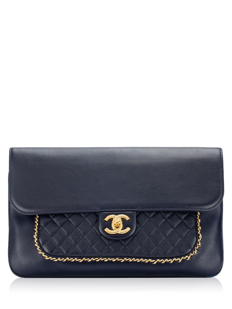 Lambskin Large CC Unchained Clutch Navy
