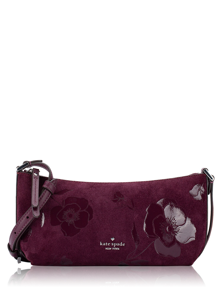 Lenox Floral Suede Mini Crossbody Deep Cherry