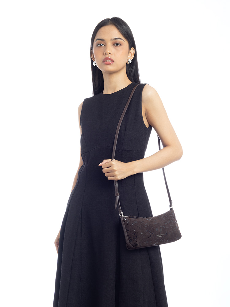 Lenox Suede Dots Mini Crossbody Hot Fudge