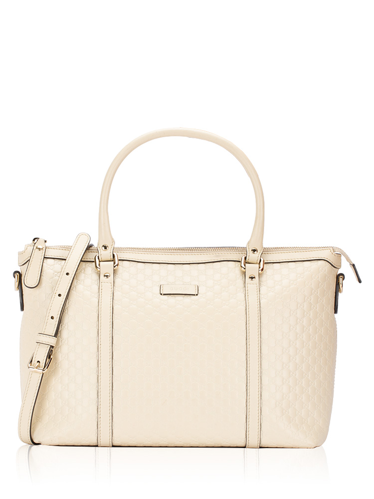 Soft Microguccissima Small Zip Satchel Ivoire