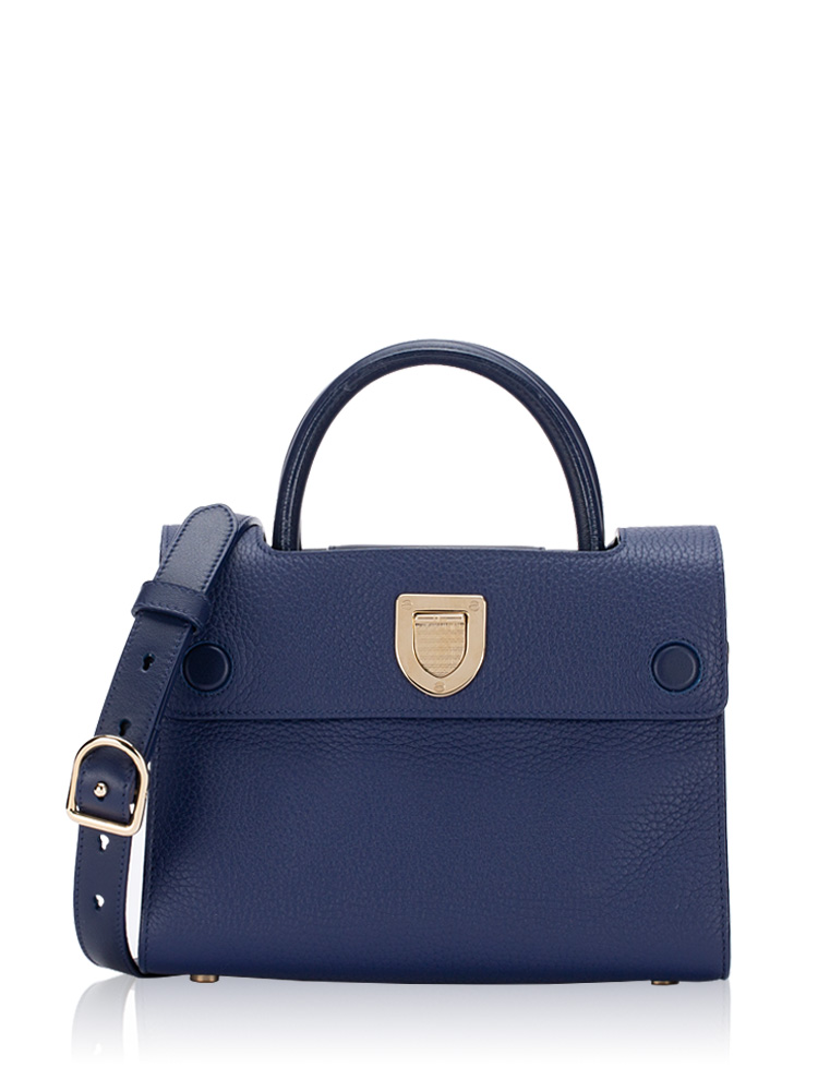 Grained Calfskin Mini Diorever Flap Blue