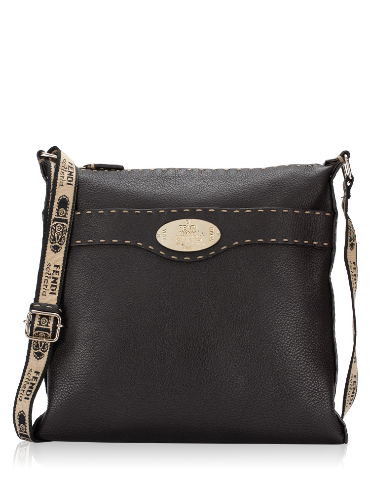 Calfskin Selleria Zip Messenger Dark Brown
