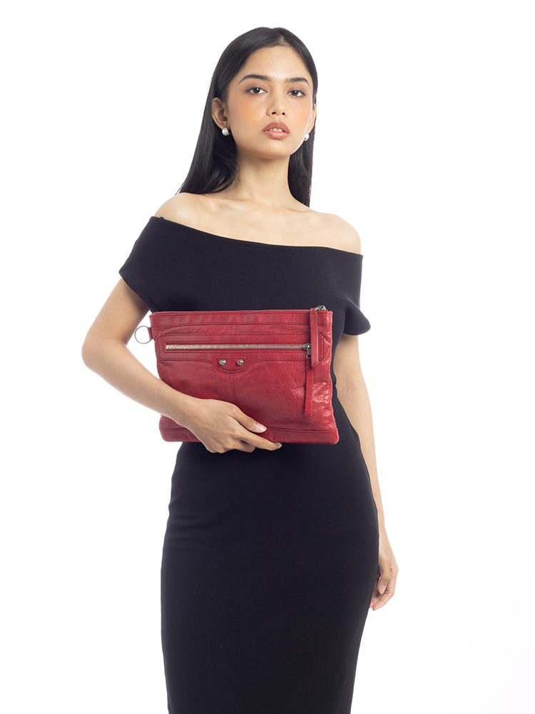 Classic Medium Clip Pouch Rouge Coquelicot